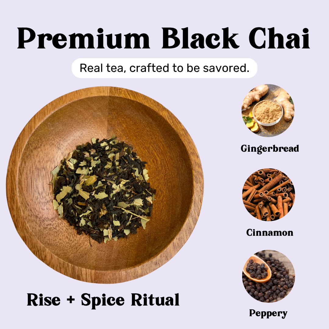Premium black chai tea loose leaf Rise + Spice Ritual
