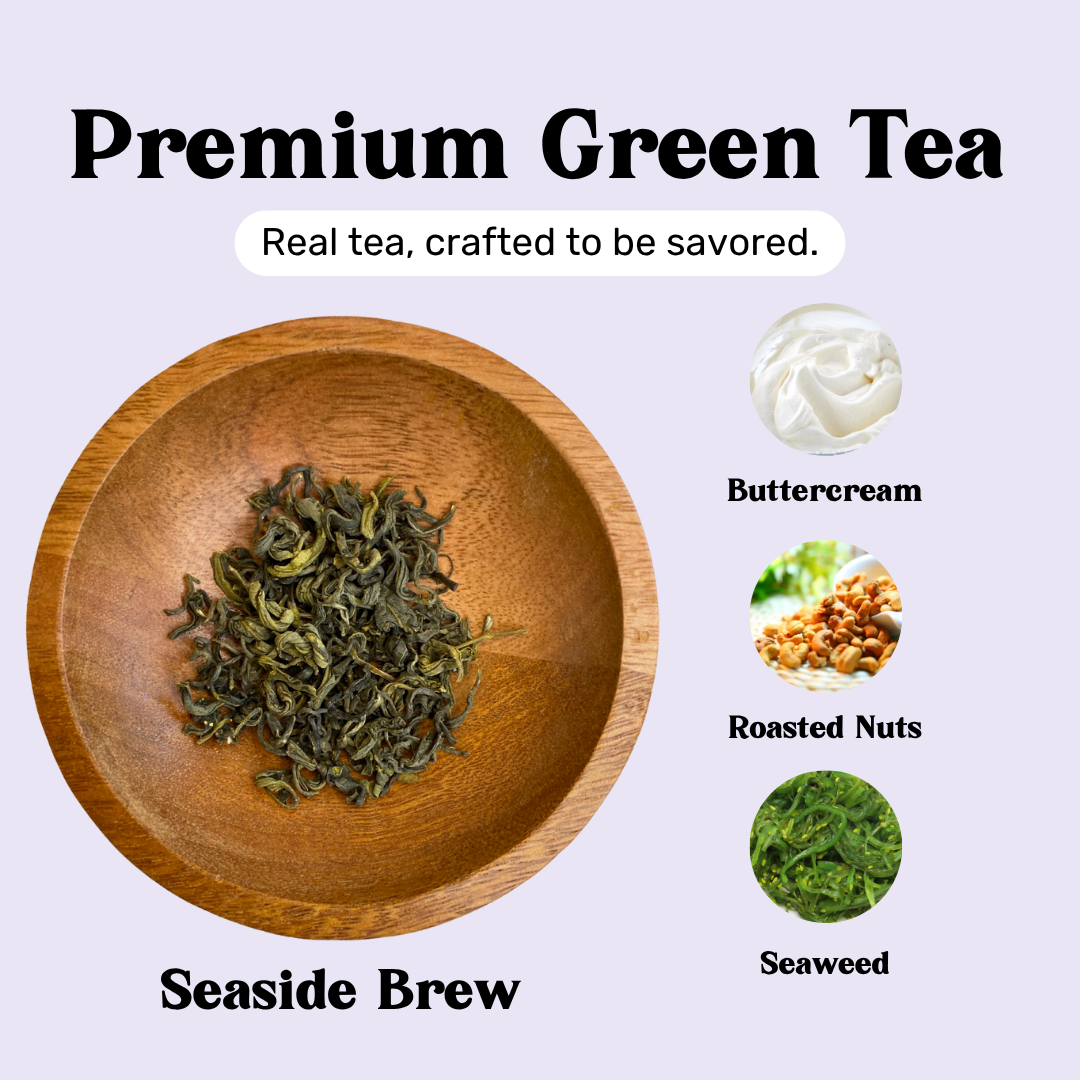 Premium green tea loose leaf seaside brew
