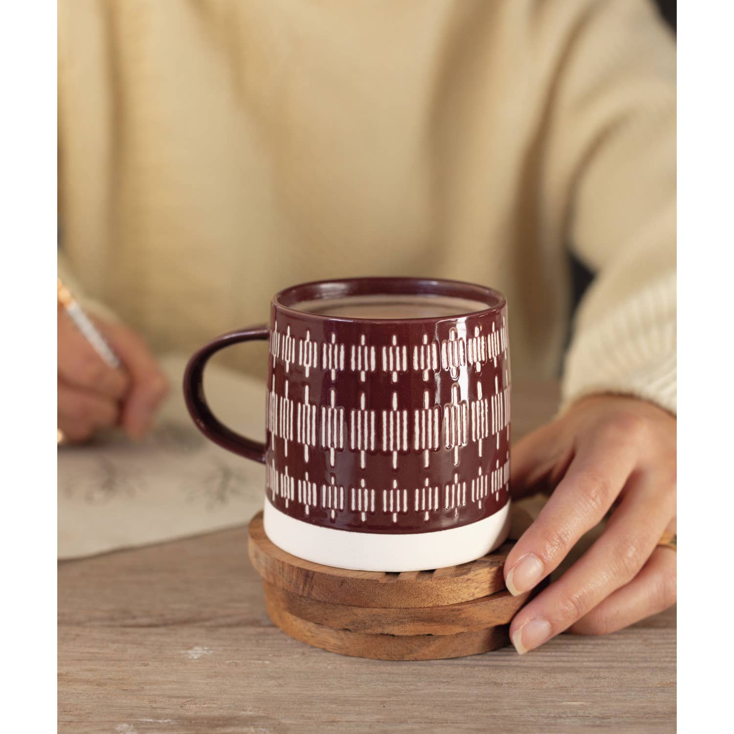 image of wine colored tea mug